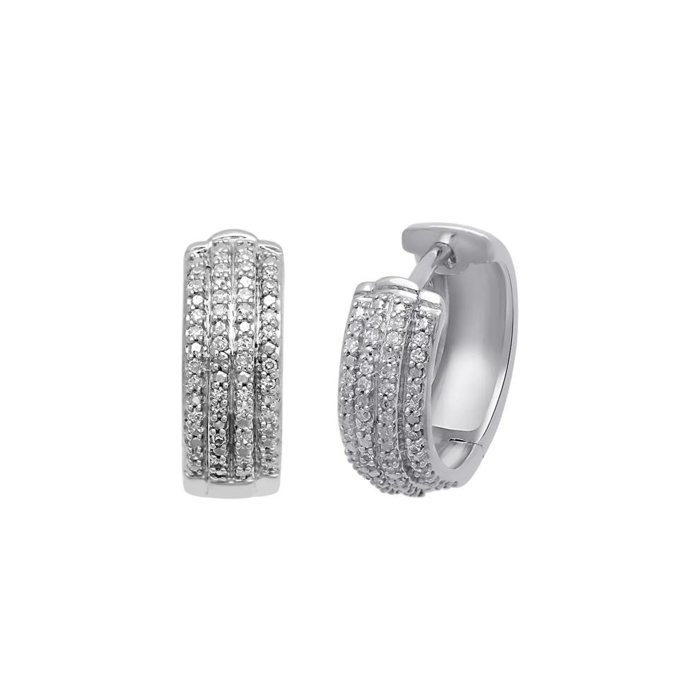 1/8 ct. tw. Diamond Hoop Earrings in Sterling Silver – Image 1 of 1