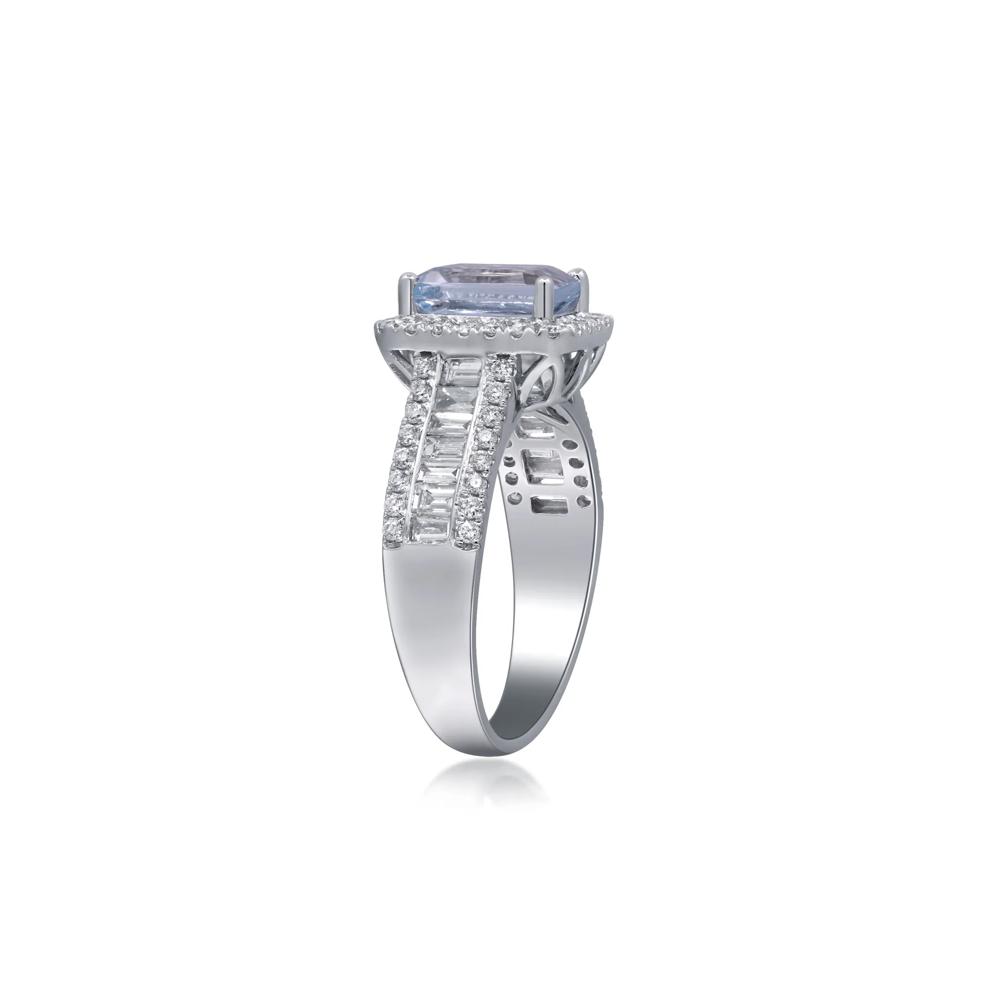 Aquamarine and Diamond Ring in 14K White Gold (7/8 ct. tw.) – Image 3 of 4