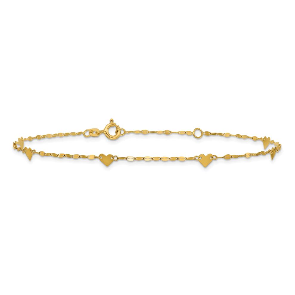 Polished Heart Station Anklet in 14K Yellow Gold – Image 2 of 3