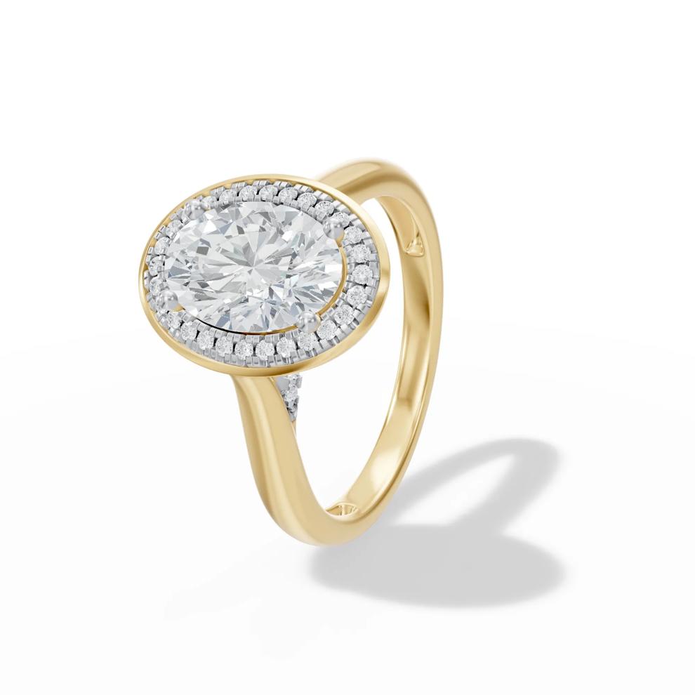 Lab Grown Diamond Oval Center Halo Engagement Ring in 14K Yellow Gold (1 3/4 ct. tw.) – Image 4 of 4