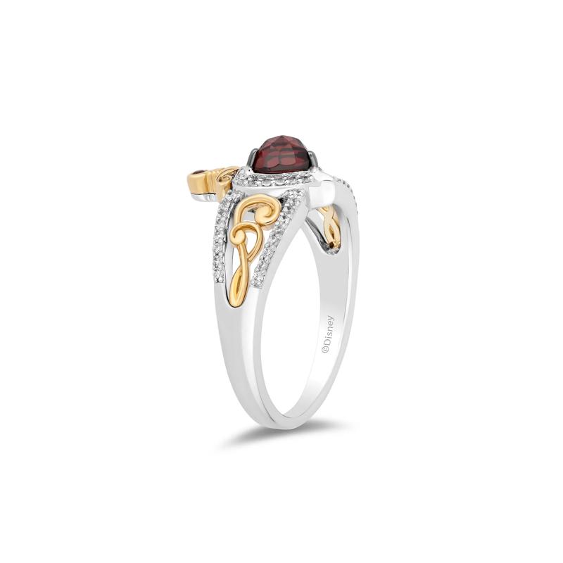 Evil Queen Garnet &amp; Diamond Ring in Sterling Silver &amp; 10K Yellow Gold &#40;1/5 ct. tw.&#41; – Image 3 of 4