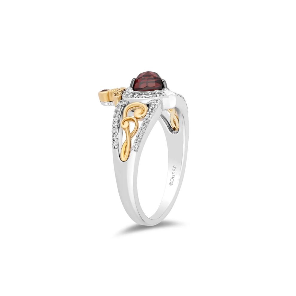 Evil Queen Garnet &amp; Diamond Ring in Sterling Silver &amp; 10K Yellow Gold (1/5 ct. tw.) – Image 3 of 4