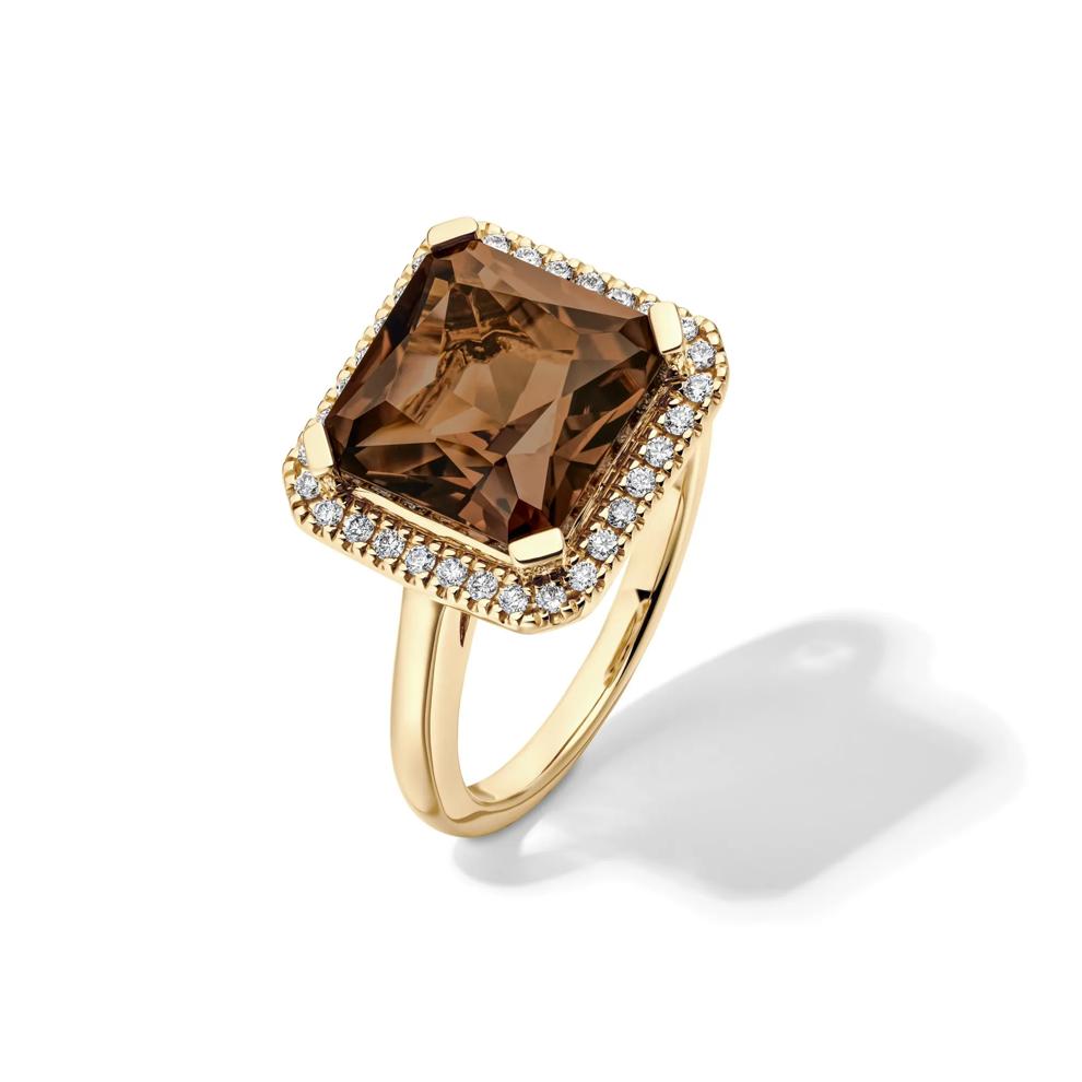 Smoky Quartz and Diamond Ring in 10K Yellow Gold (1/5 ct. tw.) – Image 4 of 4