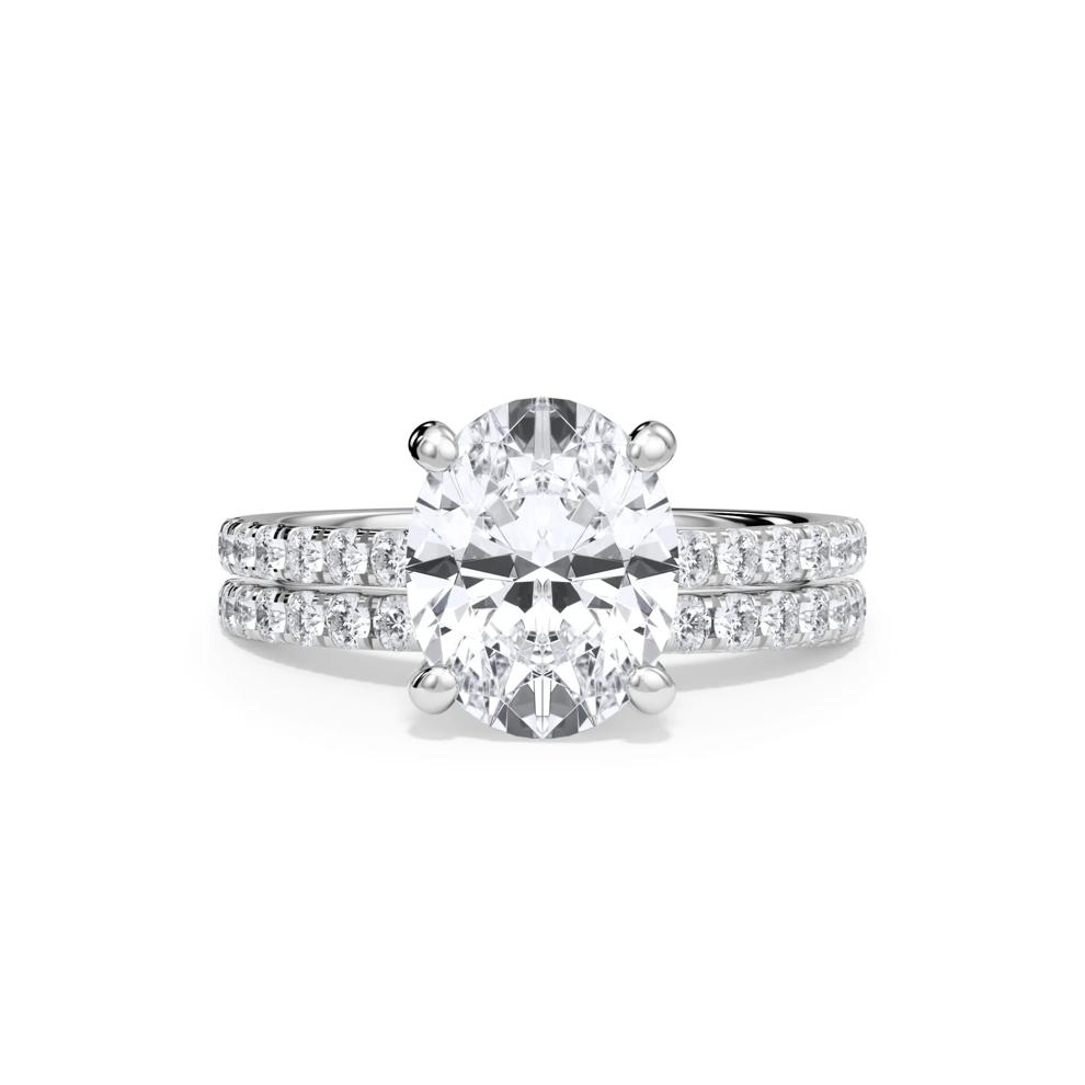 Lab Grown Diamond Oval Bridal Set in 14K White Gold (3 1/2 ct. tw.) – Image 1 of 6