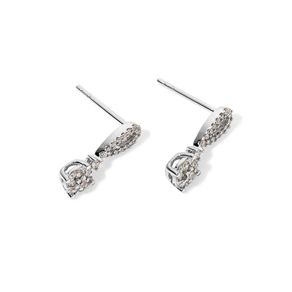 Diamond Round Drop Earrings in 10K White Gold (1/3 ct. tw.) – Image 2 of 2