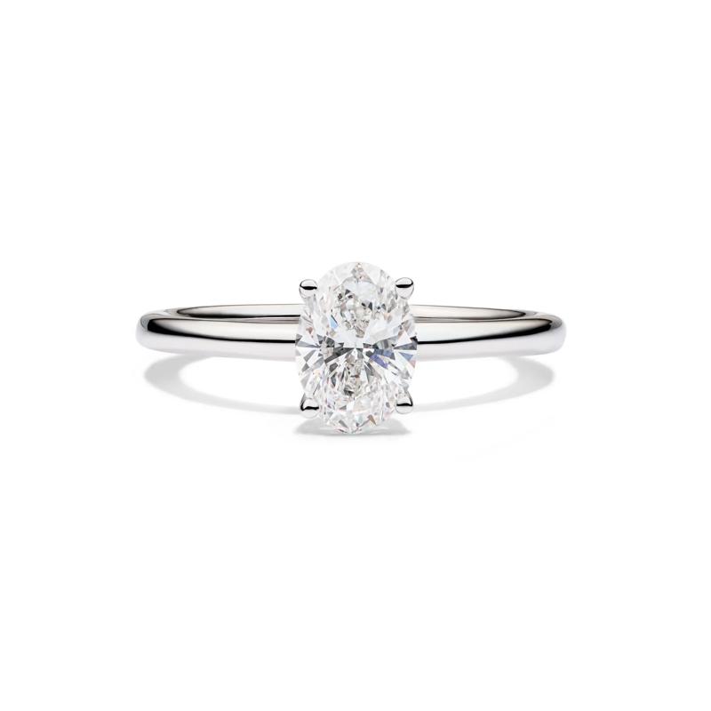 Lab Grown Diamond Solitaire Oval Engagement Ring in 14k White Gold &#40;1 ct.&#41; – Image 1 of 4