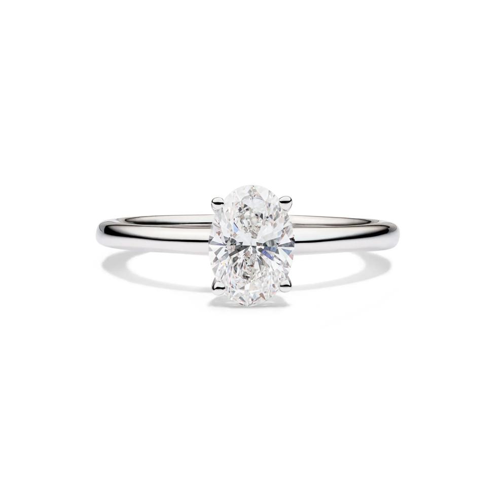Lab Grown Diamond Solitaire Oval Engagement Ring in 14k White Gold (1 ct.) – Image 1 of 4