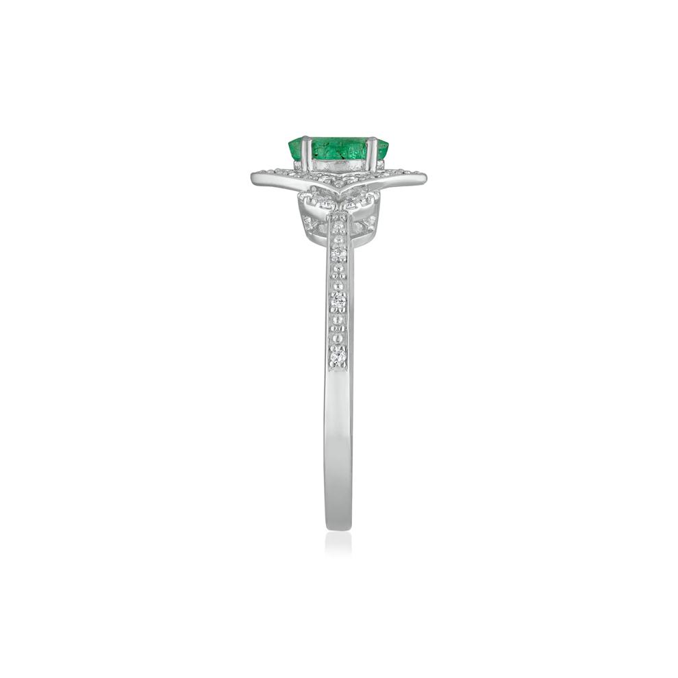 Marquise Emerald &amp; Diamond Ring in 14K White Gold – Image 3 of 3