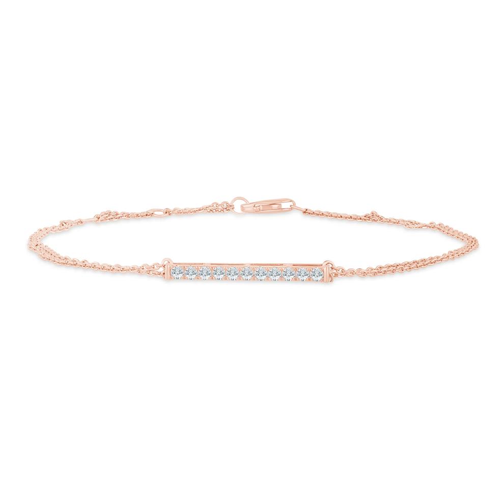 Lab Grown Diamond Bar Chain Bracelet in 10K Rose Gold (1/4 ct. tw.) – Image 1 of 2