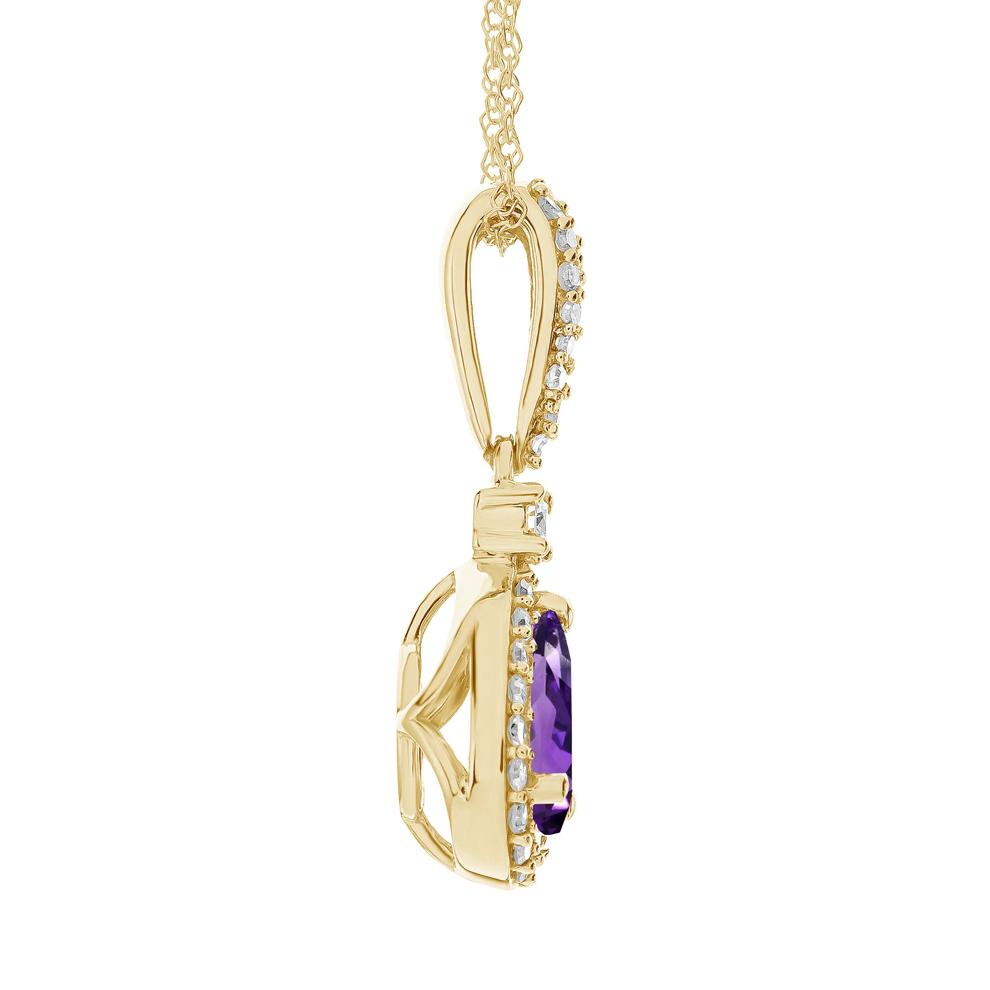 Amethyst and Diamond Pendant in 10K Yellow Gold (1/5 ct. tw.) – Image 2 of 3