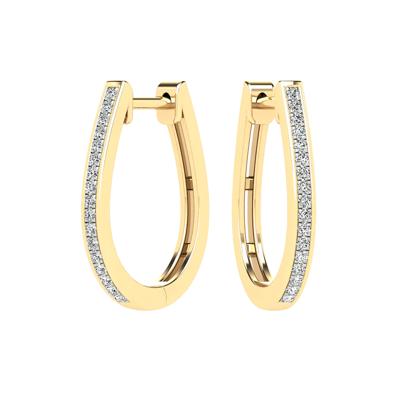 Diamond Hoop Earrings in 10K Yellow Gold (1/8 ct. tw.)