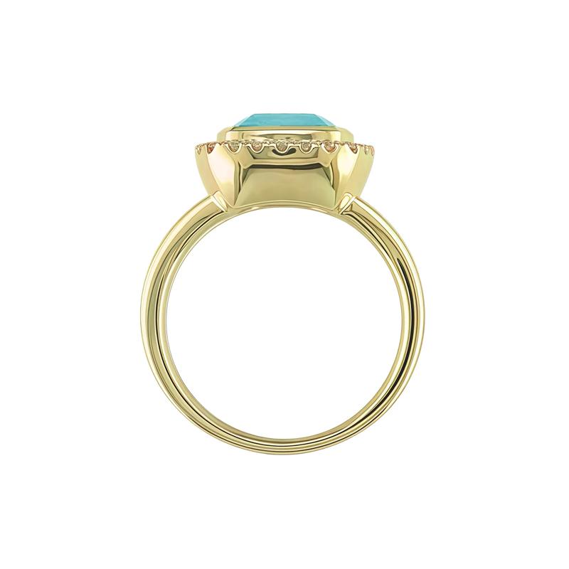 Blue Topaz and Diamond Ring in 10K Yellow Gold &#40;1/5 ct. tw.&#41; – Image 2 of 3