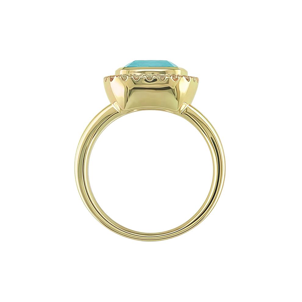 Blue Topaz and Diamond Ring in 10K Yellow Gold (1/5 ct. tw.) – Image 2 of 3