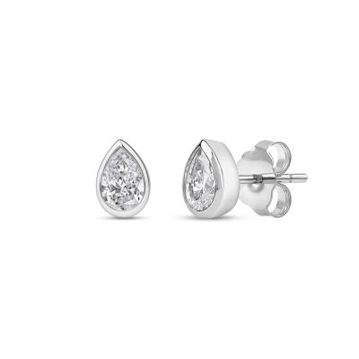 Lab Grown Diamond Bezel-Set Pear-Shaped Solitaire Stud Earrings in 14K White Gold (1/4 ct. tw.)