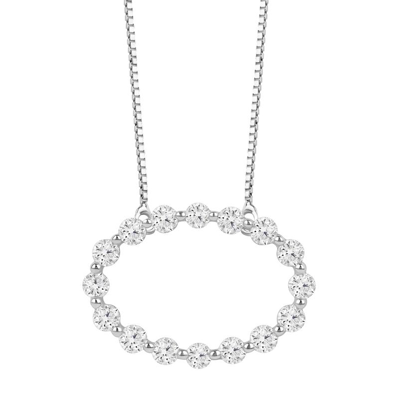 Lab Grown Diamond Oval Pendant in 14K White Gold &#40;1/3 ct. tw.&#41; – Image 1 of 3