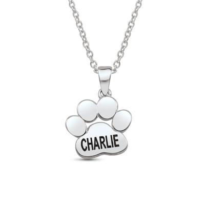 custom paw print pendant with personalized engraving