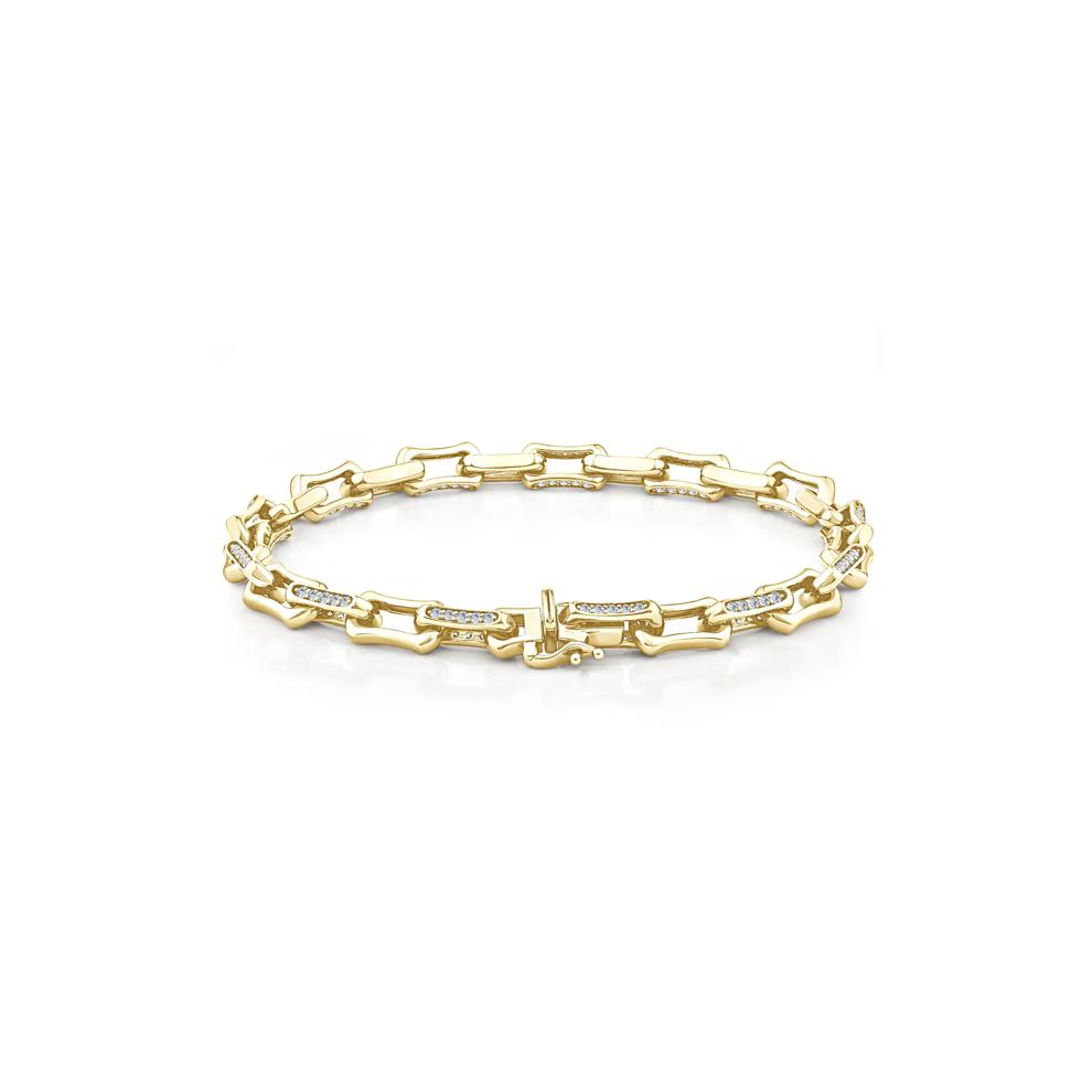 Lab Grown Diamond Bone-Link Bracelet in 10K Yellow Gold (1 1/2 ct. tw.) – Image 2 of 2