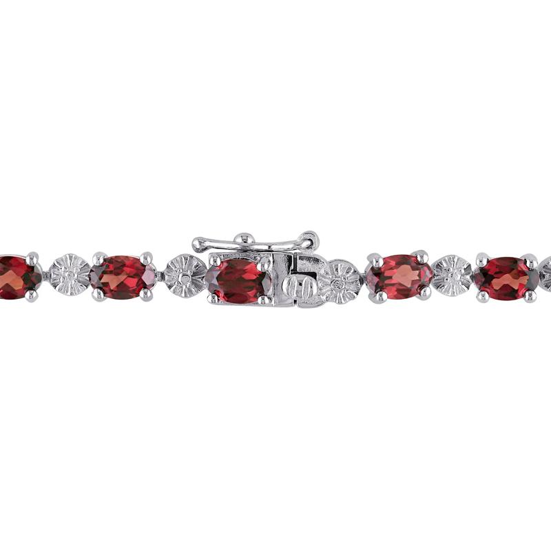 Garnet and Diamond Accent Bracelet in Sterling Silver&nbsp; – Image 2 of 5