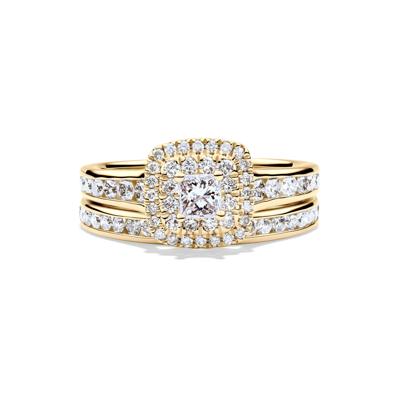 Princess-Cut Diamond Halo Engagement Set in 14K Yellow Gold (1 1/4 ct. tw.)