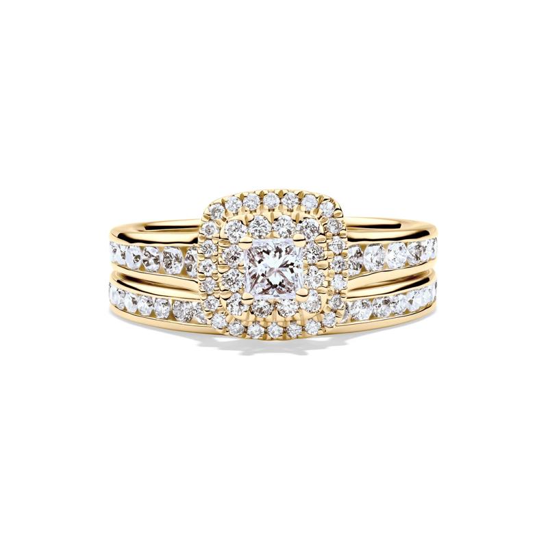 Princess-Cut Diamond Halo Engagement Set in 14K Yellow Gold &#40;1 1/4 ct. tw.&#41; – Image 1 of 7