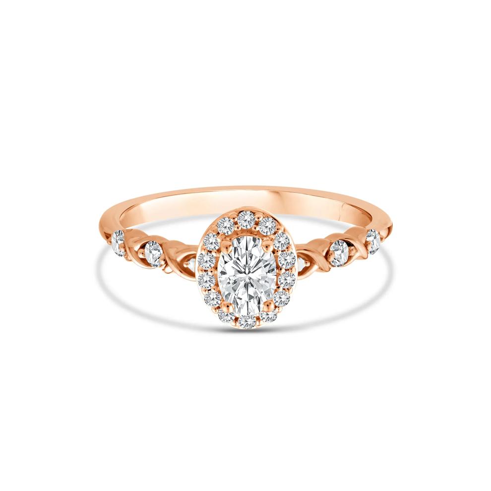 Lab Grown Diamond Oval Halo Promise Ring in 10K Rose Gold (1/2 ct. tw.) – Image 1 of 3