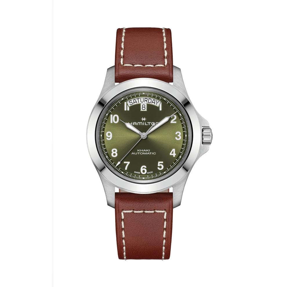 Khaki Field King Day-Date Watch with Brown Leather Strap – Image 1 of 4