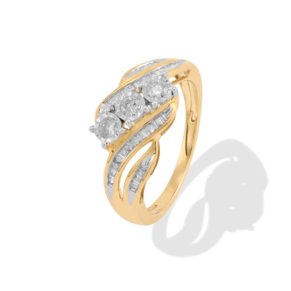 Diamond Three-Stone Engagement Ring in 10K Yellow &amp; White Gold (1/2 ct. tw.) – Image 4 of 4