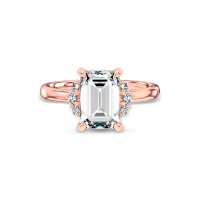 Lab Grown Diamond Emerald-Cut Center Engagement Ring in 14K Rose Gold (3 1/4 ct. tw.)