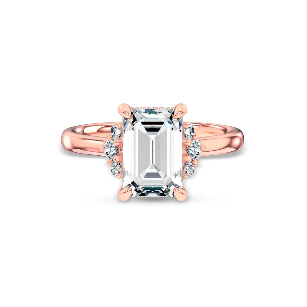 Lab Grown Diamond Emerald-Cut Center Engagement Ring in 14K Rose Gold (3 1/4 ct. tw.) – Image 1 of 4