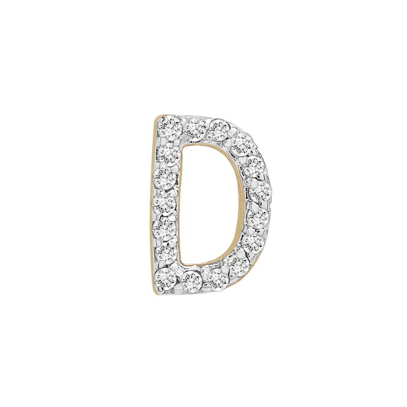 Single-Letter Stud Earring &ldquo;D&rdquo; with Diamond Accents in 10K Yellow Gold – Image 1 of 2