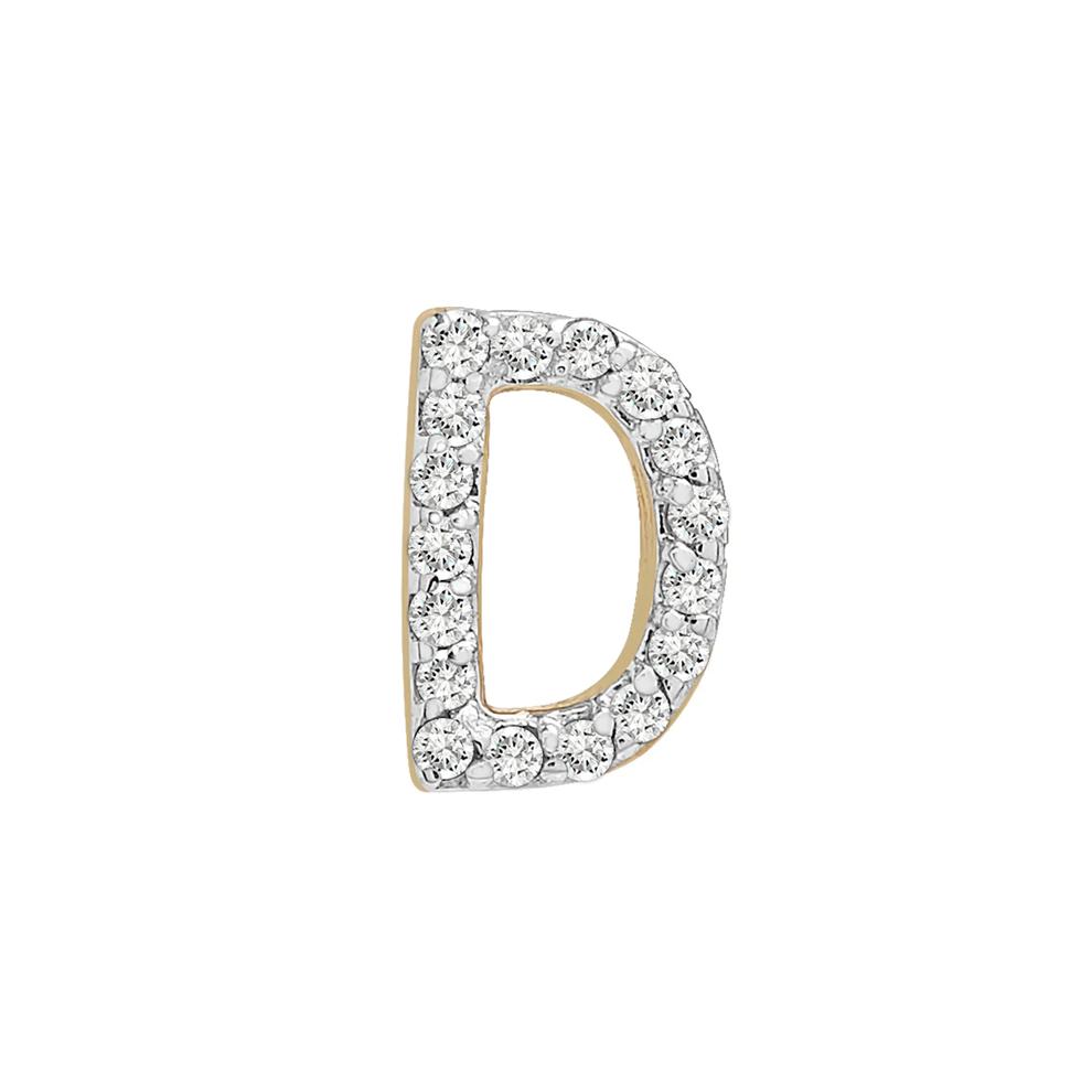 Single-Letter Stud Earring &ldquo;D&rdquo; with Diamond Accents in 10K Yellow Gold – Image 1 of 2