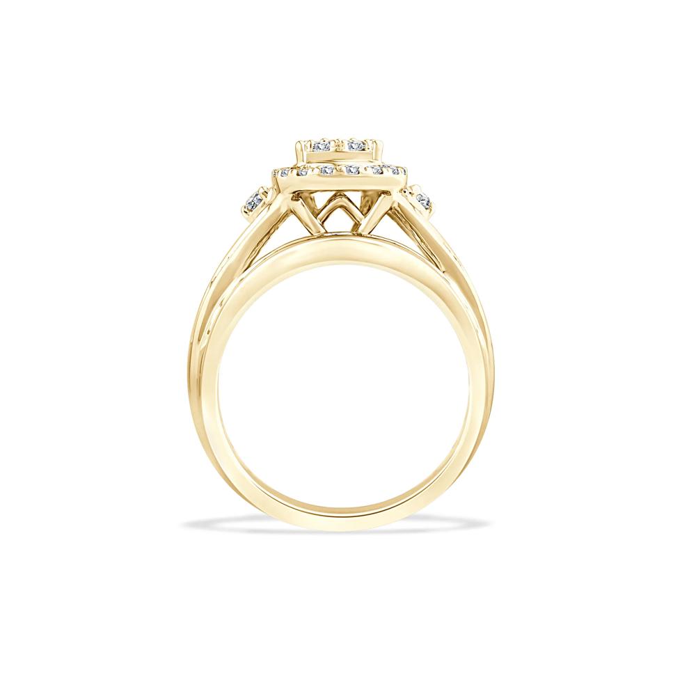 Diamond Pear-Shaped Multi-Row Composite Engagement Ring in 10K Yellow Gold (1 ct. tw.) – Image 2 of 4