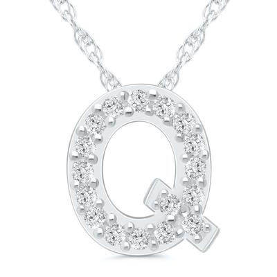 Diamond Accent Initial Q Pendant in 10K White Gold