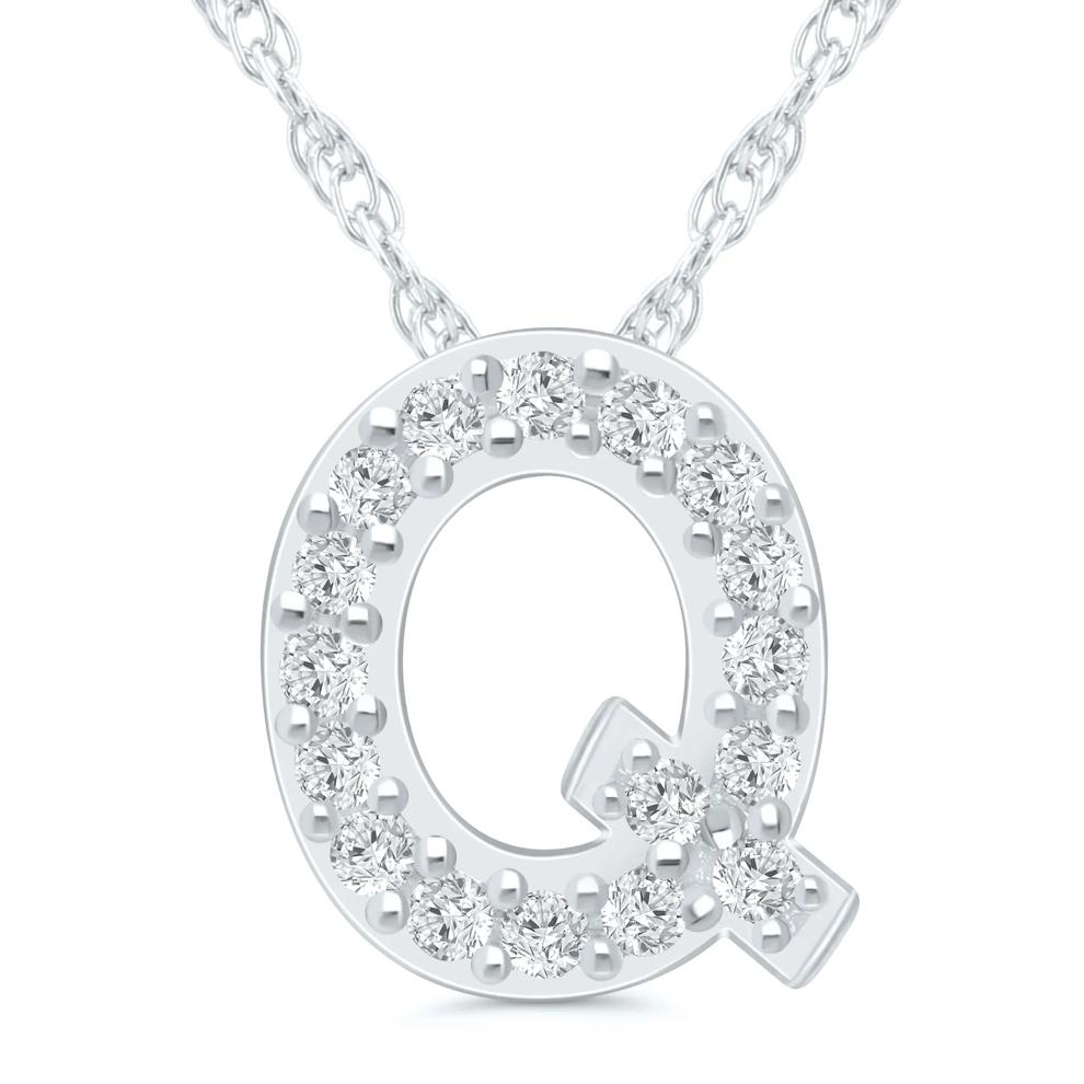 Diamond Accent Initial Q Pendant in 10K White Gold – Image 1 of 3