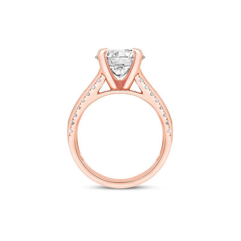 1 ct. tw. Round and Baguette-Cut Diamond Semi-Mount Engagement Ring in 14k Rose Gold &#40;Setting Only&#41; – Image 5 of 6