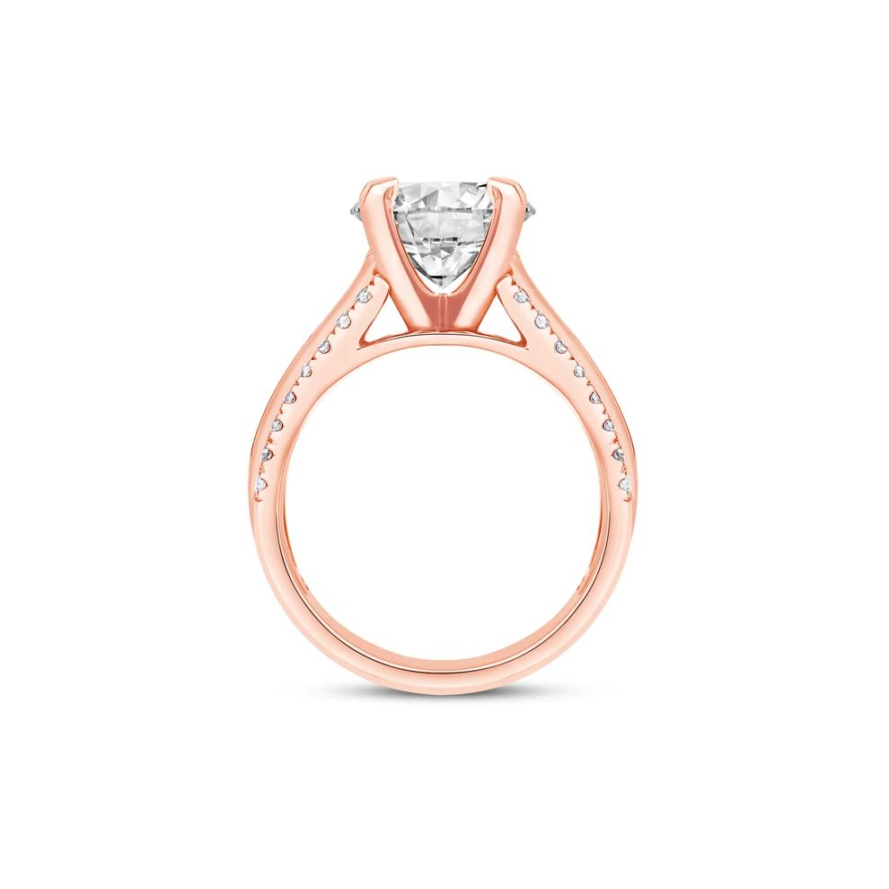 1 ct. tw. Round and Baguette-Cut Diamond Semi-Mount Engagement Ring in 14k Rose Gold (Setting Only) – Image 5 of 6