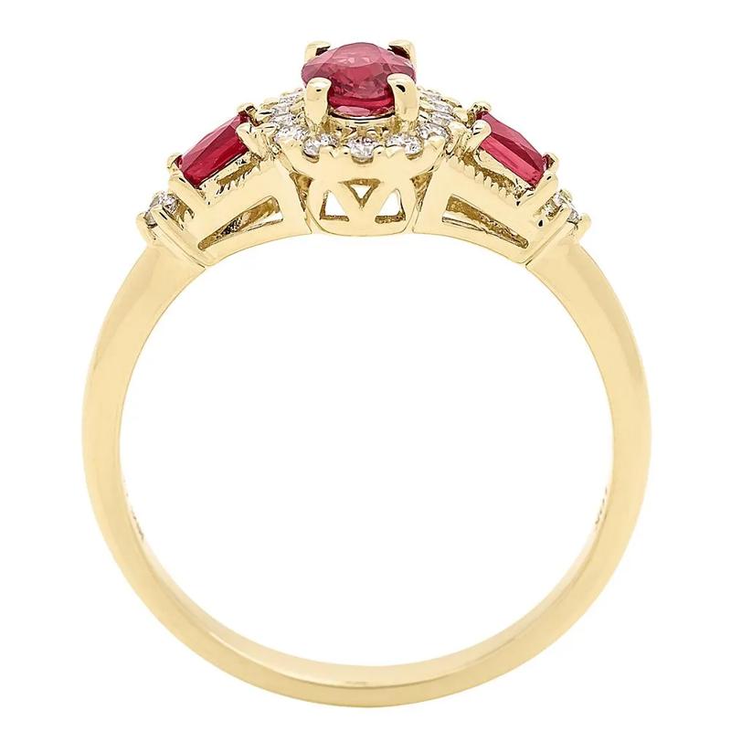 Ruby &amp; 1/7 ct. tw. Diamond Ring in 10K Yellow Gold – Image 2 of 3