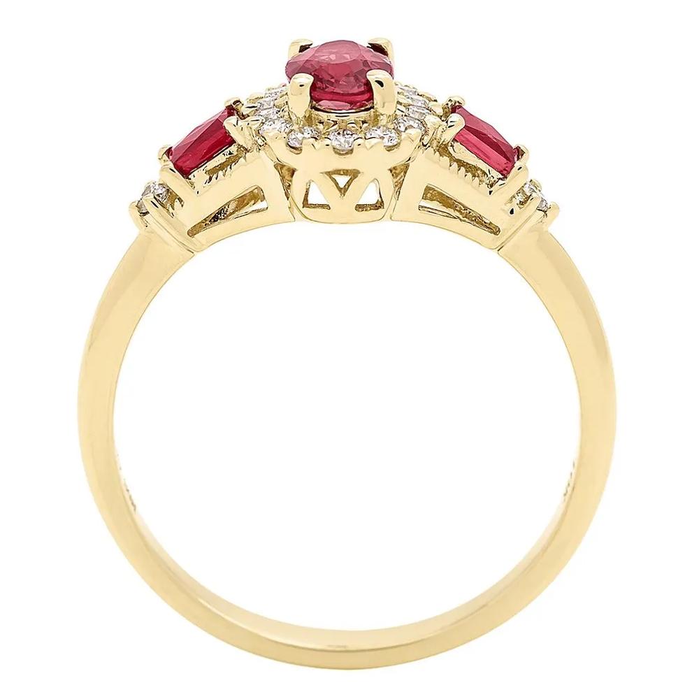Ruby &amp; 1/7 ct. tw. Diamond Ring in 10K Yellow Gold – Image 2 of 3
