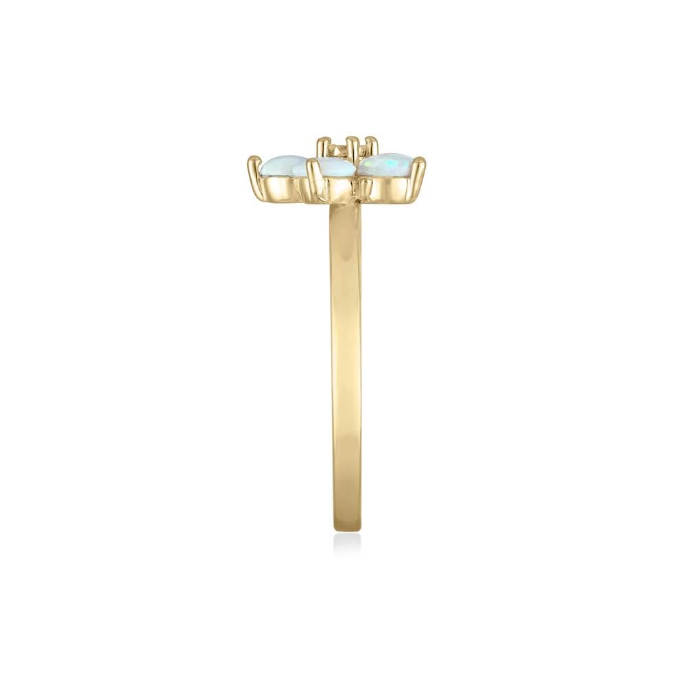 Opal &amp; Diamond Accent Flower Ring in 14K Yellow Gold – Image 3 of 3