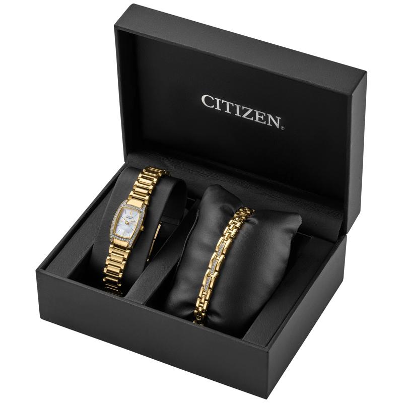 Ladies&#39; Watch and Bracelet Box Set in Gold-Tone Plated Stainless Steel – Image 1 of 3