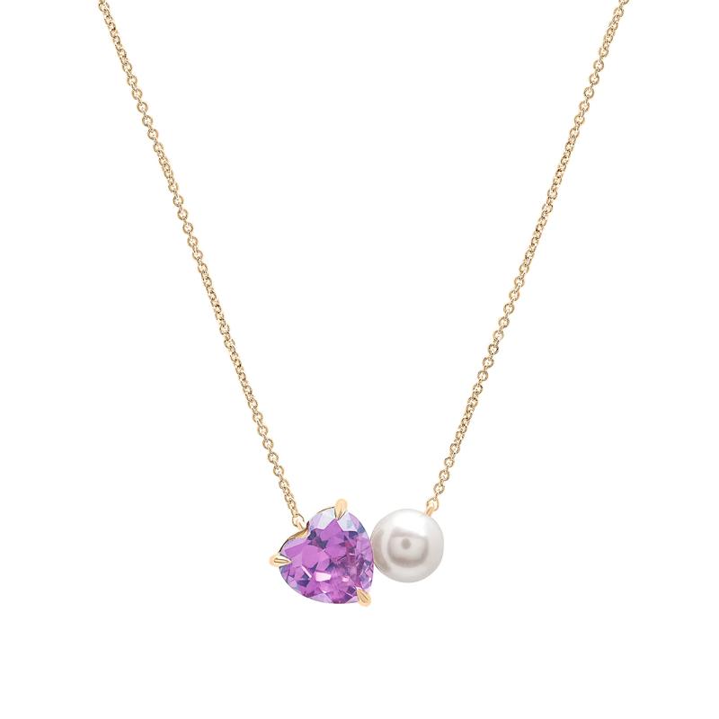 Rose de France and Freshwater Pearl Toi et Moi Necklace in Vermeil – Image 1 of 6
