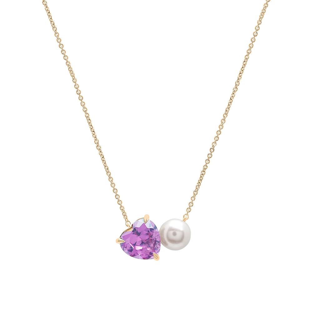 Rose de France and Freshwater Pearl Toi et Moi Necklace in Vermeil – Image 1 of 6