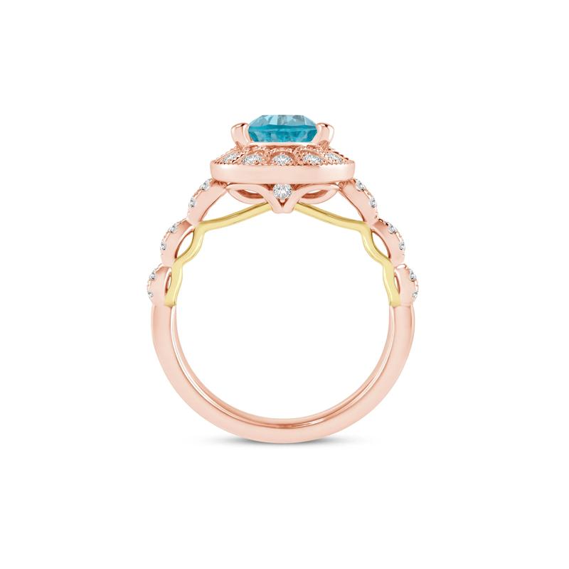 Pear-Shaped Blue Topaz and Diamond Engagement Ring in 14K Rose Gold &#40;1/4 ct. tw.&#41; – Image 2 of 3