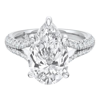 Zoe Lab Grown Diamond Pear-Shaped & Round Engagement Ring in 14K White Gold (4 1/2 ct. tw.)