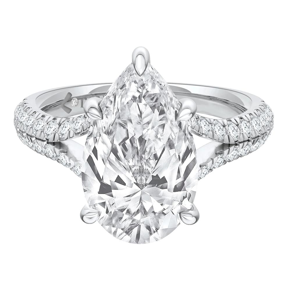 Zoe Lab Grown Diamond Pear-Shaped &amp; Round Engagement Ring in 14K White Gold (4 1/2 ct. tw.) – Image 1 of 5