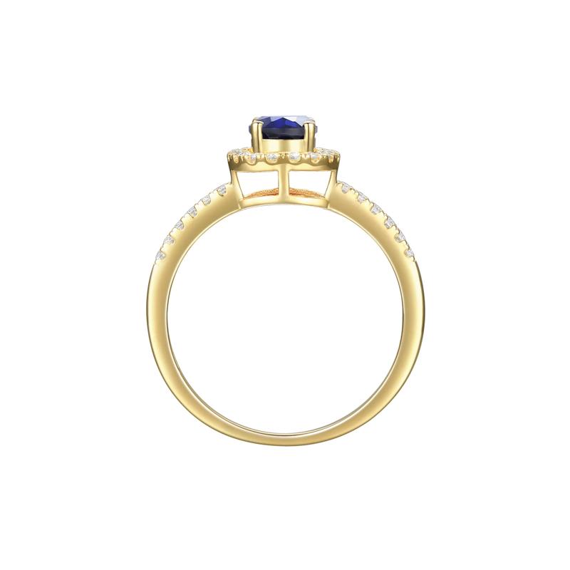 Blue Sapphire and Diamond Ring in 10K Yellow Gold &#40;1/5 ct. tw.&#41; – Image 2 of 3