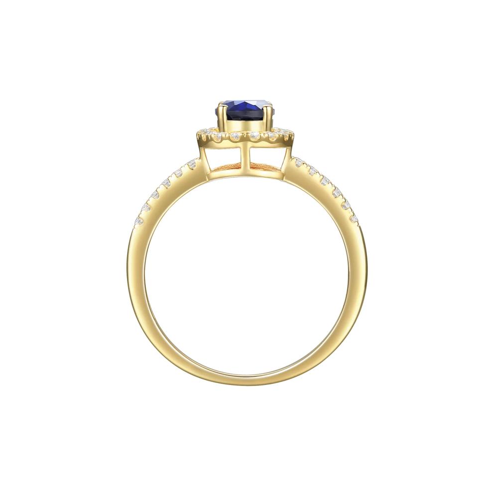 Blue Sapphire and Diamond Ring in 10K Yellow Gold (1/5 ct. tw.) – Image 2 of 3