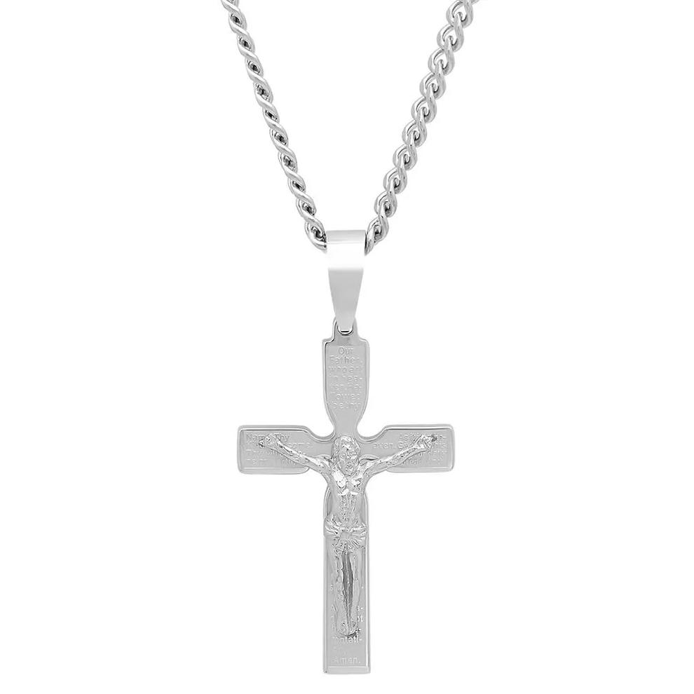 Men's Crucifix Cross Pendant in Stainless Steel – Image 1 of 2
