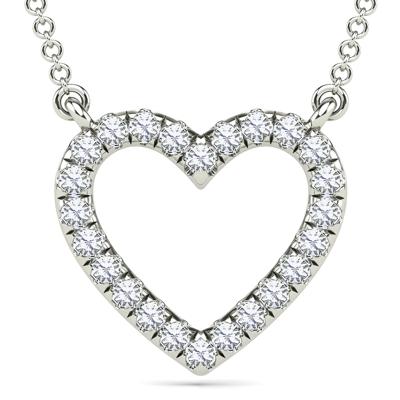 Diamond Accent Heart Necklace in 10K White Gold