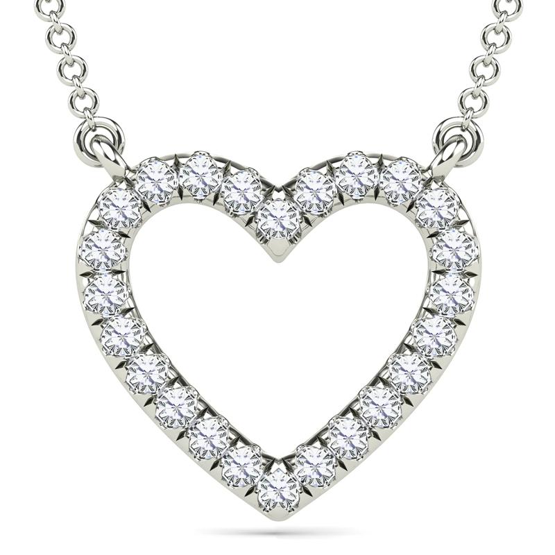 Diamond Accent Heart Necklace in 10K White Gold – Image 1 of 4
